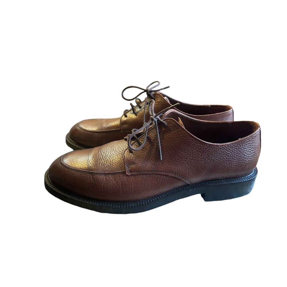 Brooks‎ Brothers Tie Brown Dress Shoes Leather Work Round Split Toe Size 11D